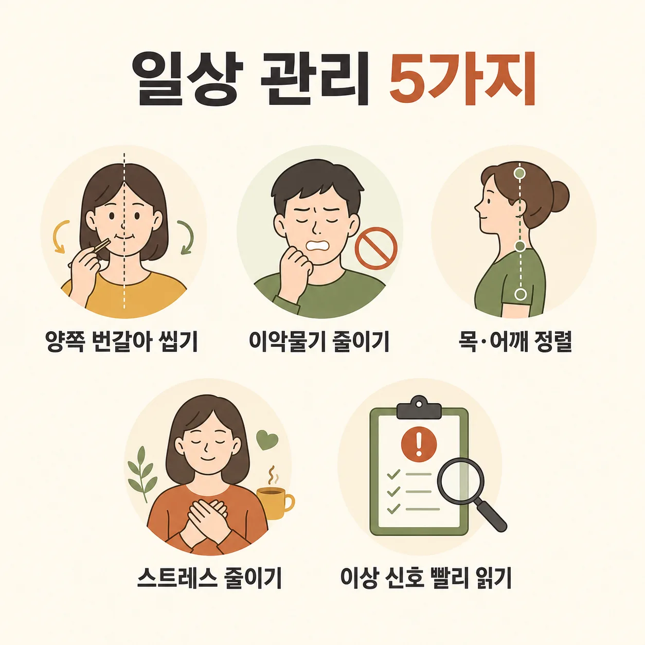 턱관절 두통 일상 관리 다섯 가지